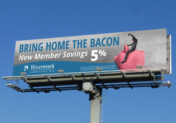 Billboard for Rivermark Community Credit Union. Placed in The Dalles and Portland Oregon.
