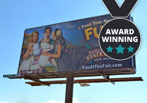 Billboard for the 2014 Eastern Idaho State Fair. <br> <b>2015 Gem Awards- Best of Billboard Campaign.