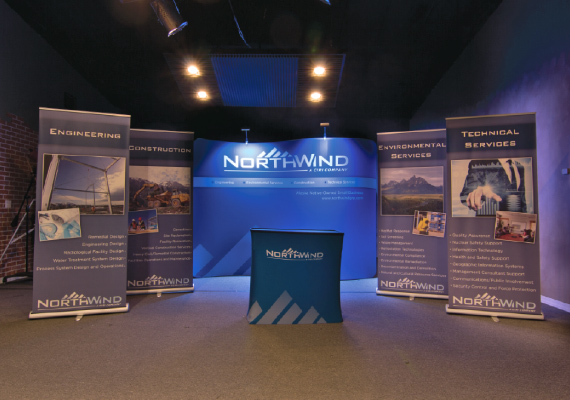 Full size trade show booth for North Wind, an Environmental consultant company in Idaho Falls, Idaho.