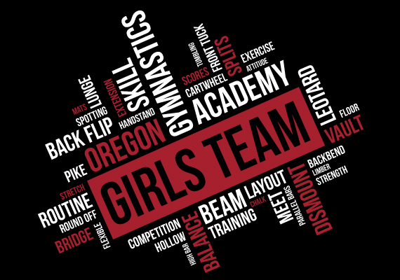 Shirts for the Oregon Gymnastics Academy Girls Competative Team.