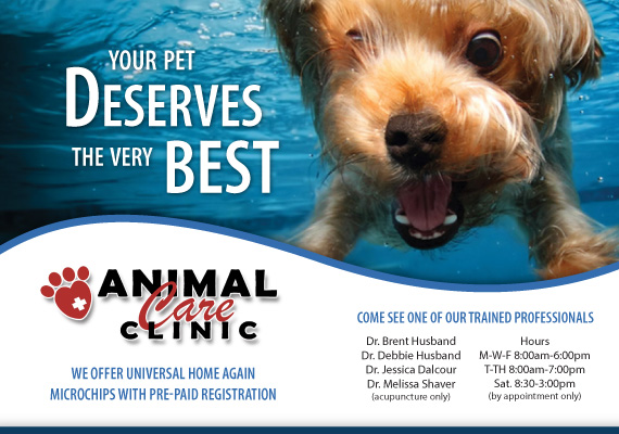 Advertisement for a veterinary clinic in Portland, Oregon.